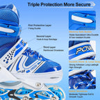 Adjustable LED inline skates with a focus on the wheel mechanism.
