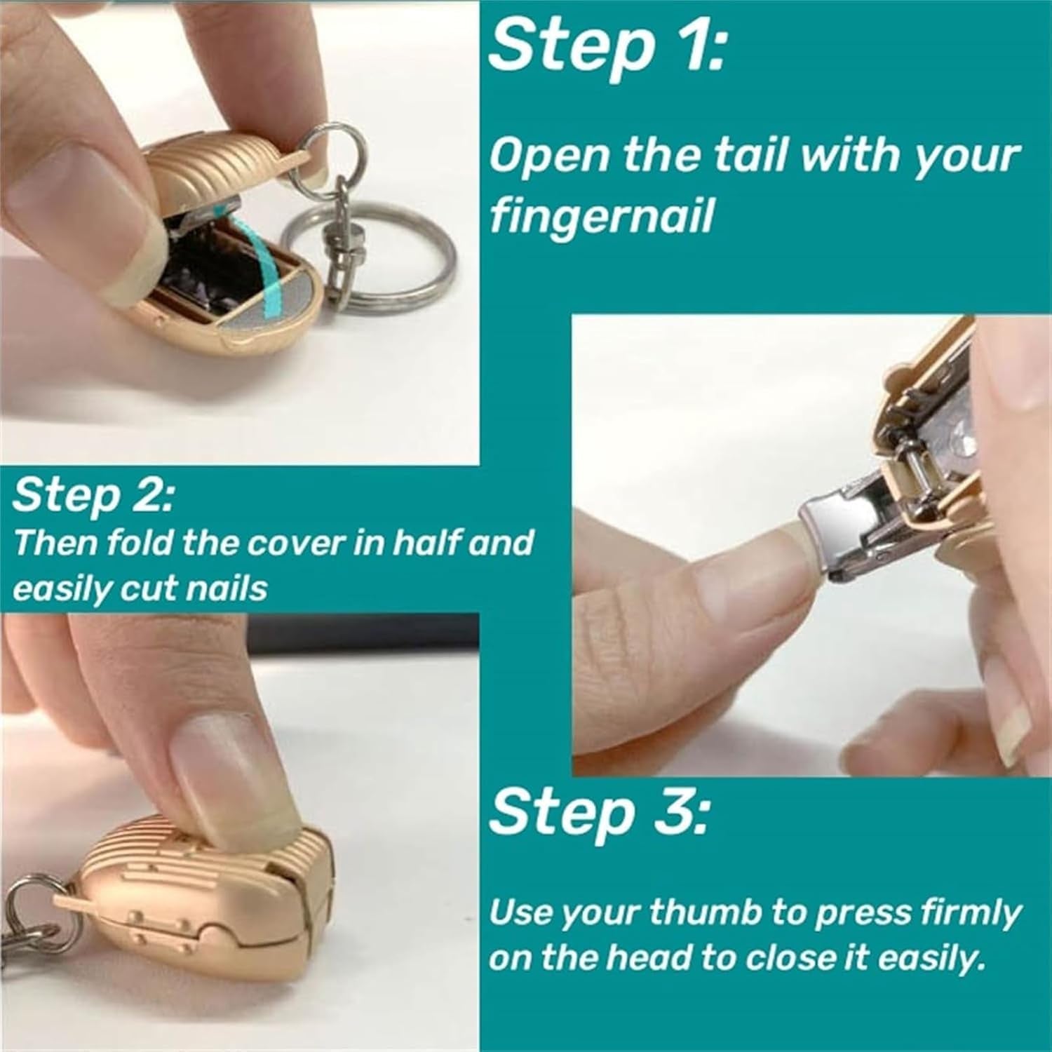 Foldable travel nail cutter mechanism, showing safe storage.