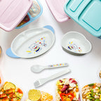 Ergonomic spoon and fork for toddlers learning to self-feed.