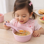 Toddler food bowl set with stable base and spoon for safer mealtime