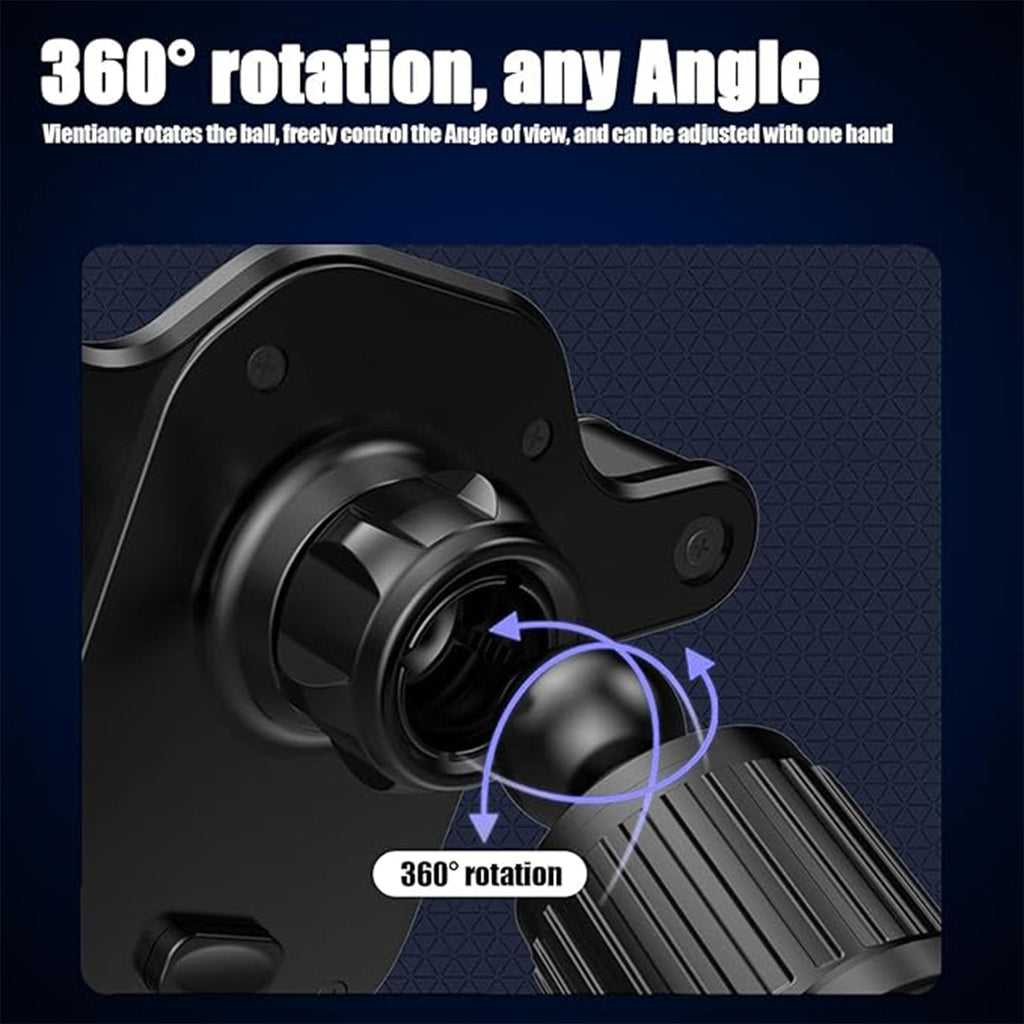 Car phone holder featuring secure silicone-padded air vent clip