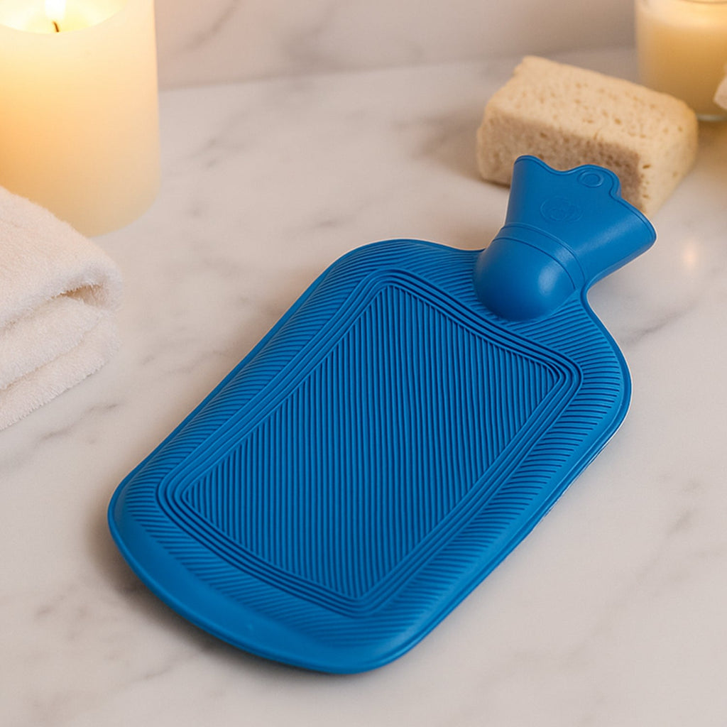 Green hot water bag, excellent for soothing joint pain and muscle relief.