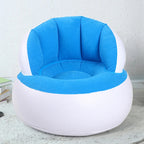Yellow inflatable sofa chair providing a cozy spot for kids in a playful room.