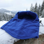 Folded winter face cover made of fleece fabric, ready for cold weather use