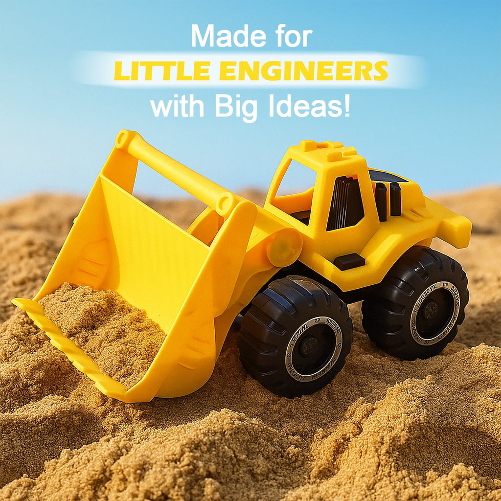 Construction toy being played with in a play setting