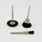 Close-up of the durable, high-quality brass bristles on a wire wheel for cleaning.