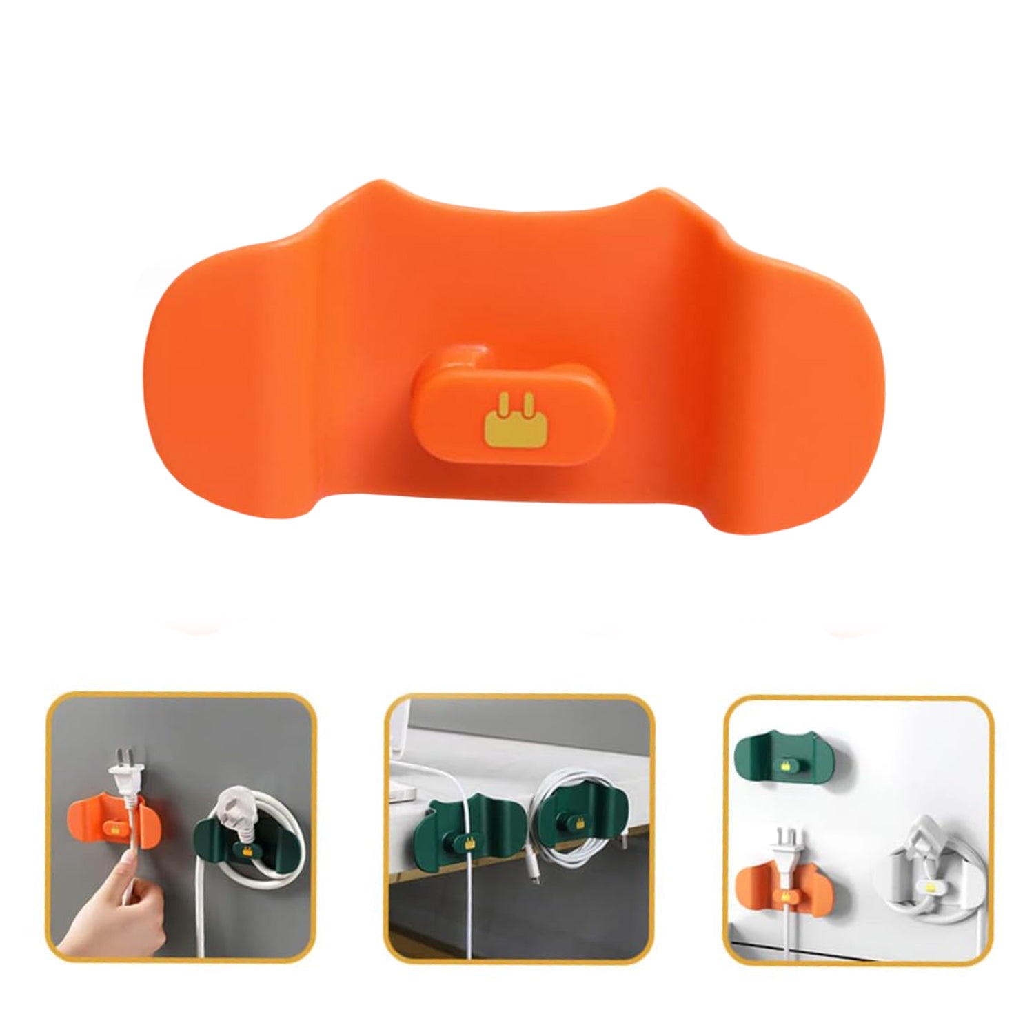 Durable plastic wall mount plug holder hook for wire organization