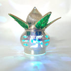 Beautiful gold LED Kalash showcasing its traditional design and bright illumination.
