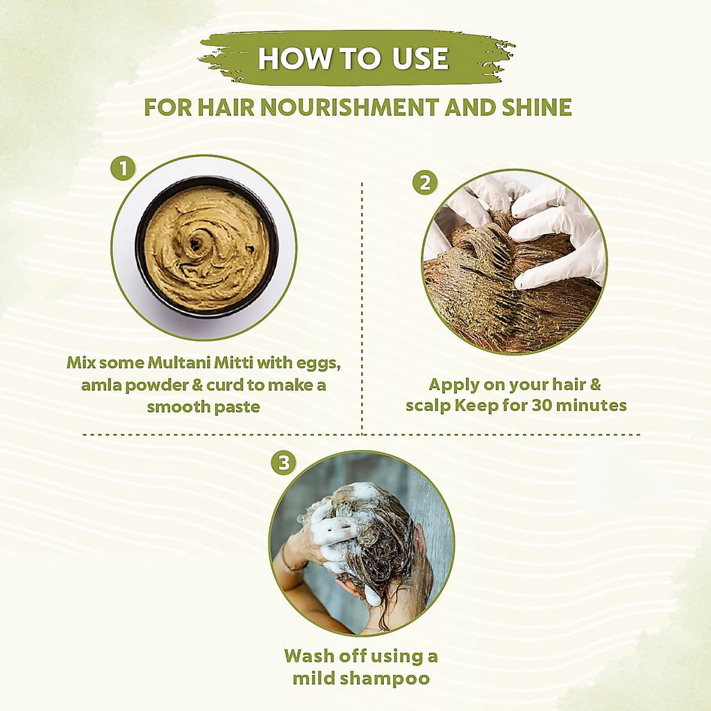 Texture of finely milled Multani Mitti powder, a key ingredient for natural skincare.