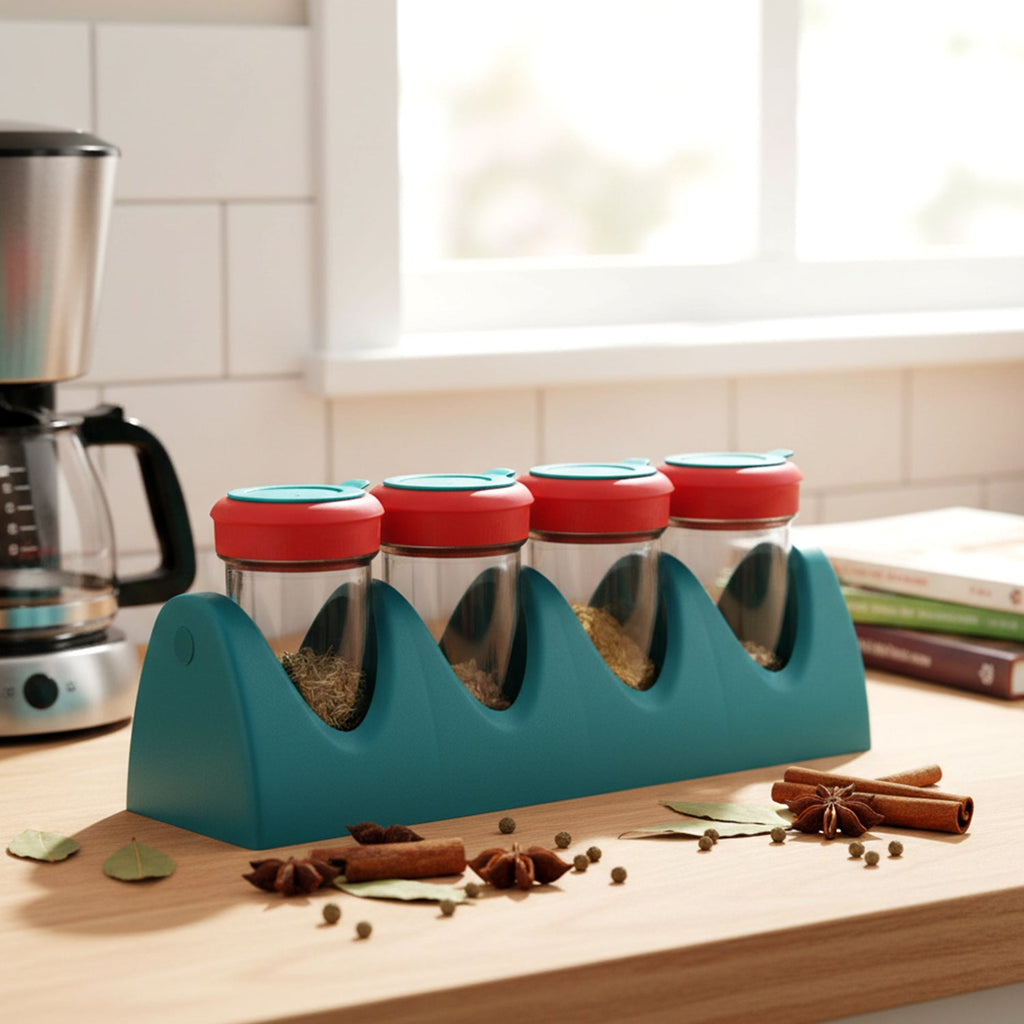 Hand holding a spice shaker from the 4-in-1 set for easy sprinkling