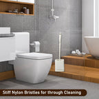 Full view of the durable toilet brush set for comprehensive cleaning.