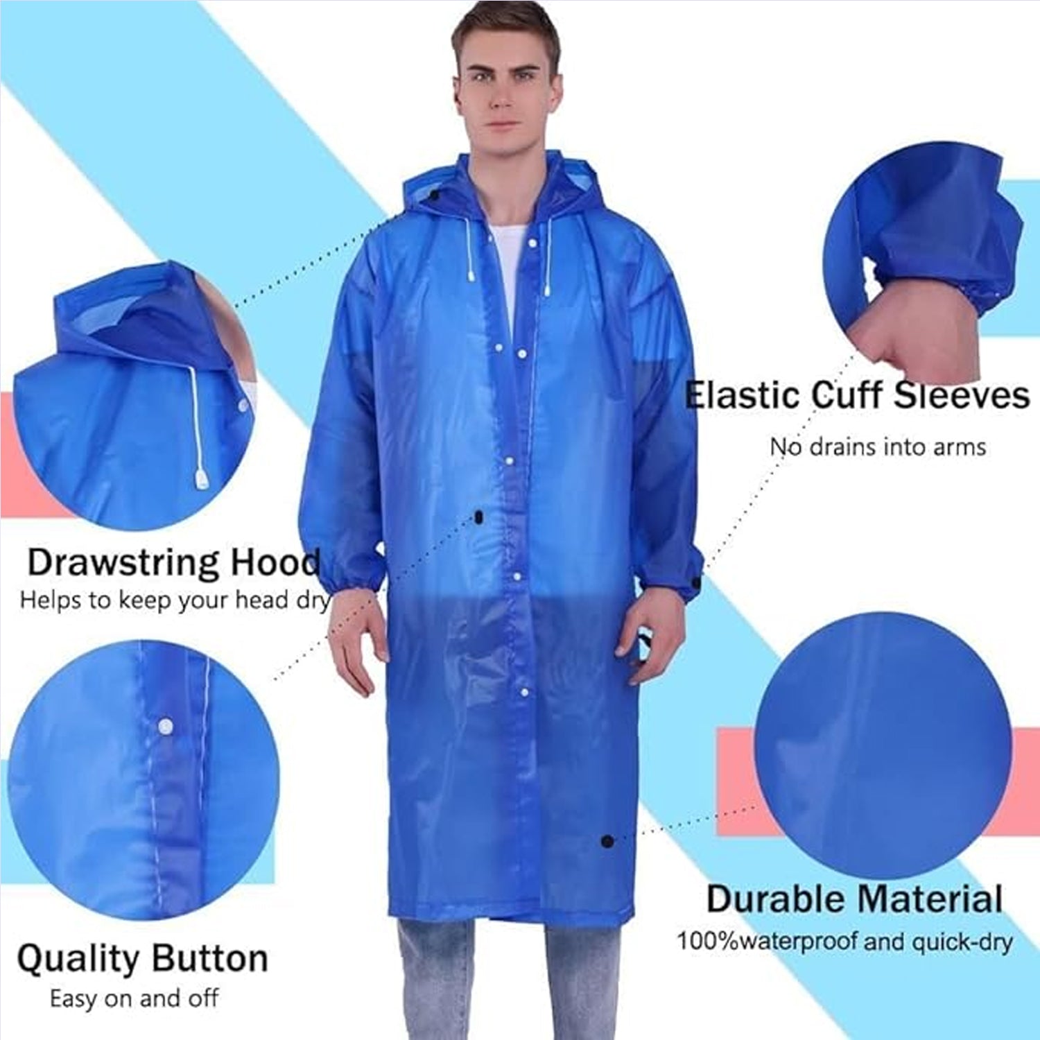 Child smiling while wearing a comfortable EVA raincoat, offering great rain protection.