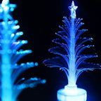 Colourful LED tree candle light illuminating a festive space.