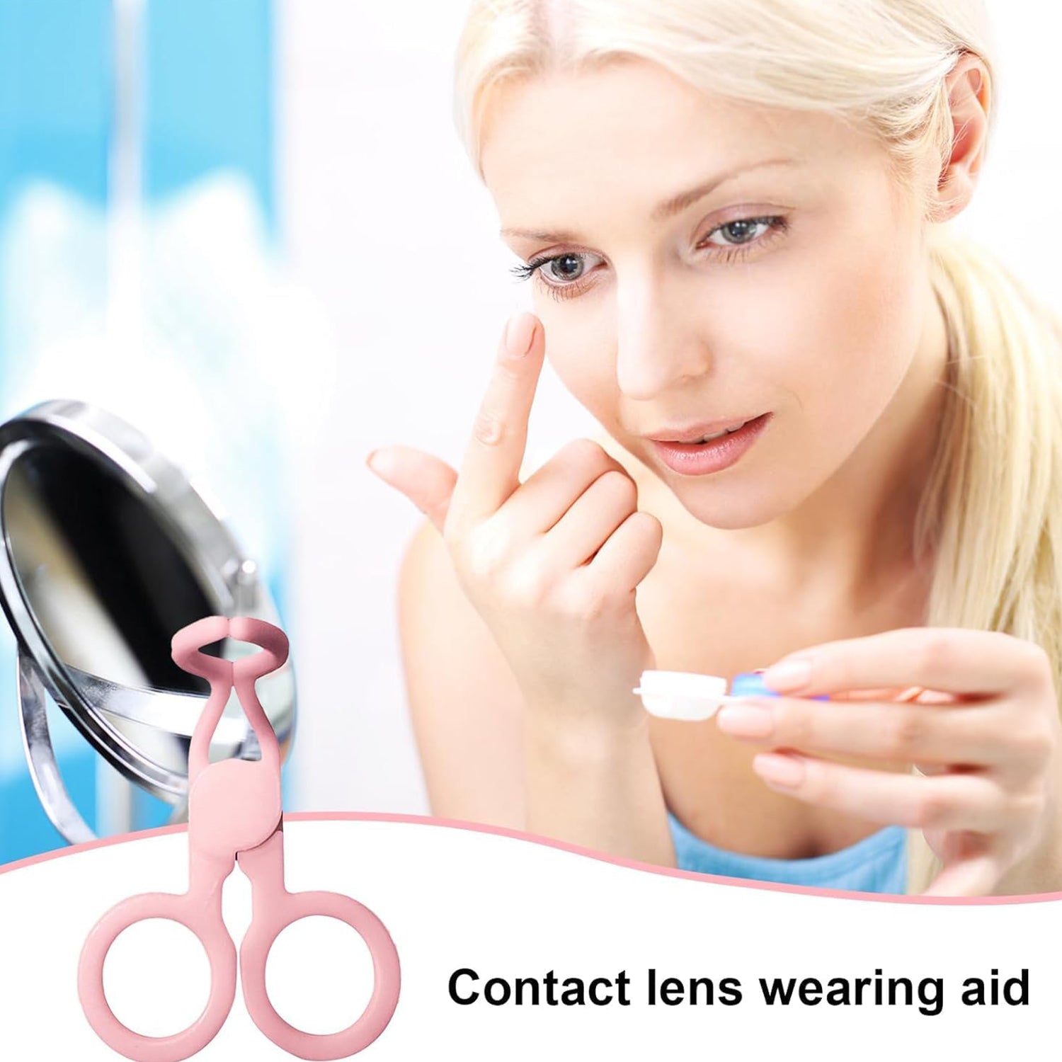 Compact and portable contact lens aid, ideal for travel and daily use.
