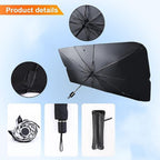 The Car Windshield Sun Shade providing full coverage and UV protection inside a car.