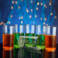 Clear unbreakable plastic glasses, 330ml, ready for daily use.