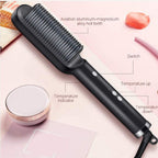 Fast-heating hair straightener, ready in 50 seconds for quick styling.