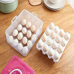 Stackable 2-layer egg tray placed inside refrigerator compartment