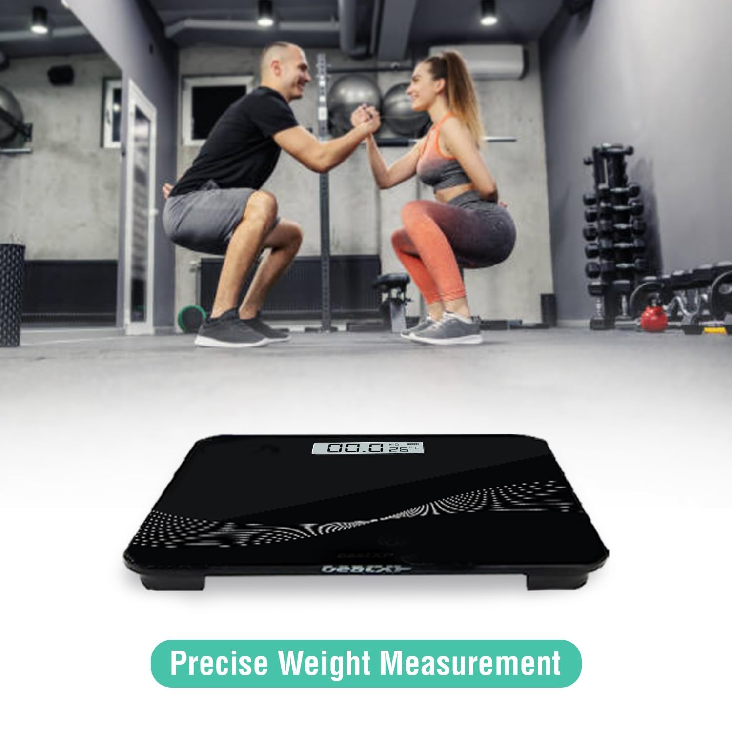 Top-down view of digital personal weight scale highlighting smooth tempered glass design