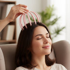 Detail shot of the smooth rolling ball tips on a scalp massager device.