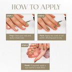 Metallic gold nail lacquer reflecting light with shiny vintage brass effect