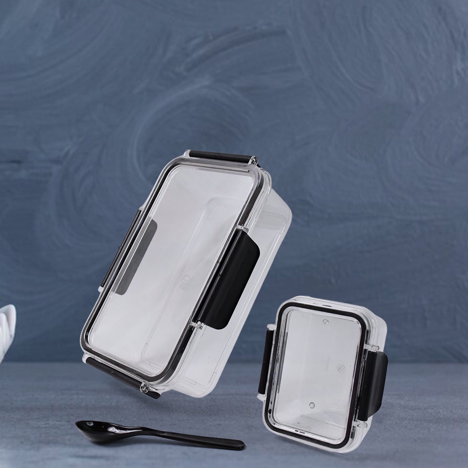 Transparent plastic storage containers stacking for kitchen organization