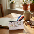 Paris print zipper coin pouch with attached key ring