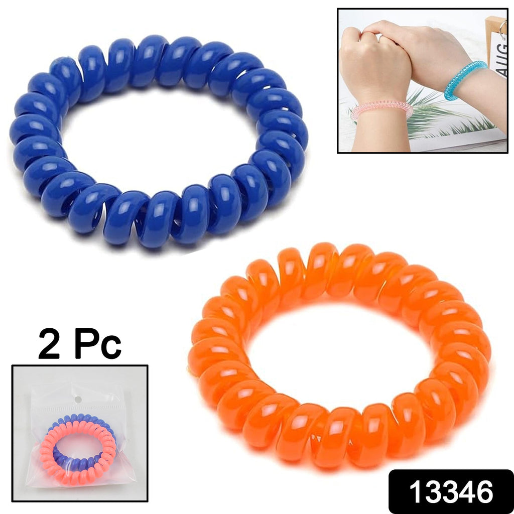 Pack of two multicolor spiral hair ties for women and girls.