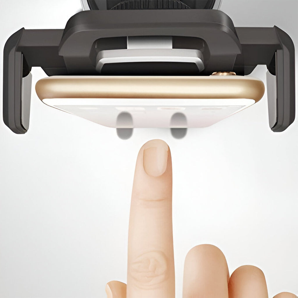 The powerful two-step locking suction cup mechanism of the car phone holder.