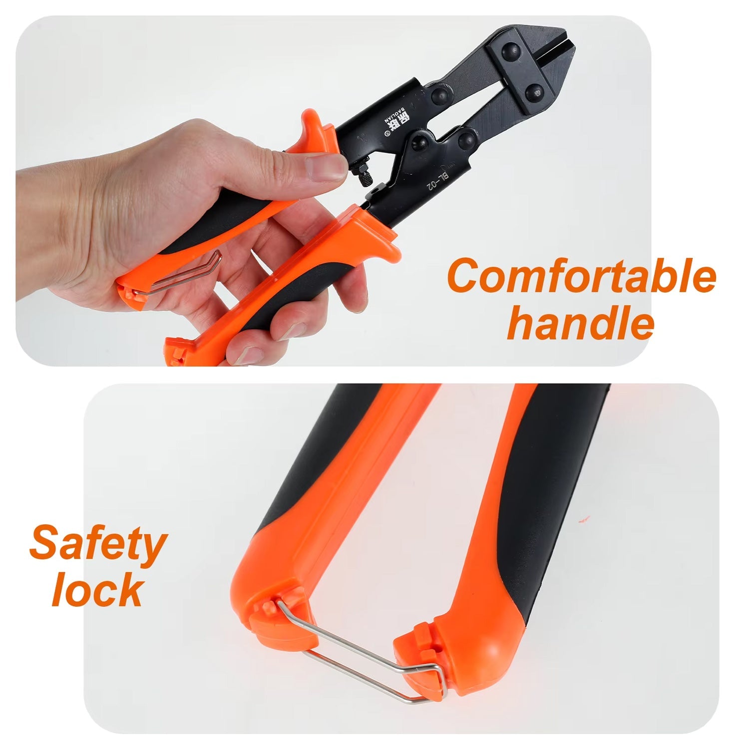 Side profile of the mini bolt cutter, highlighting its compound hinge mechanism.