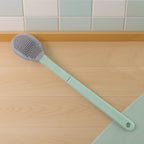 Soft flexible silicone bristles on toilet cleaning brush