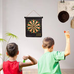 Hanging magnetic dart board mounted in a room for indoor games