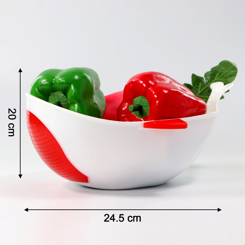 Multi-functional plastic kitchen basket for washing fruits and vegetables.