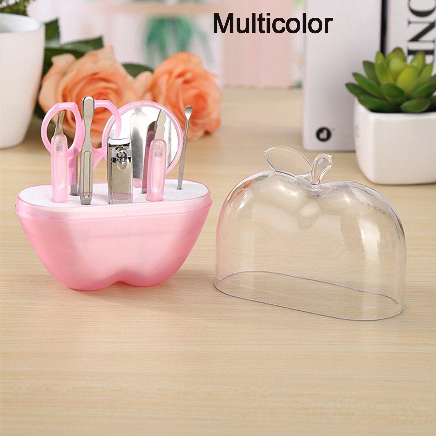 Travel-friendly 8-in-1 apple-shaped manicure kit for perfect nails.