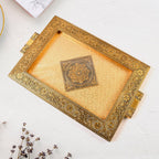 Side view showing easy-grip handles of Rajwadi premium serving tray