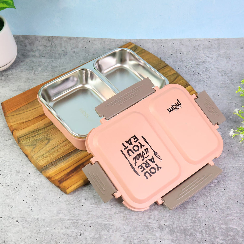 Portable stainless steel lunch box suitable for office and school