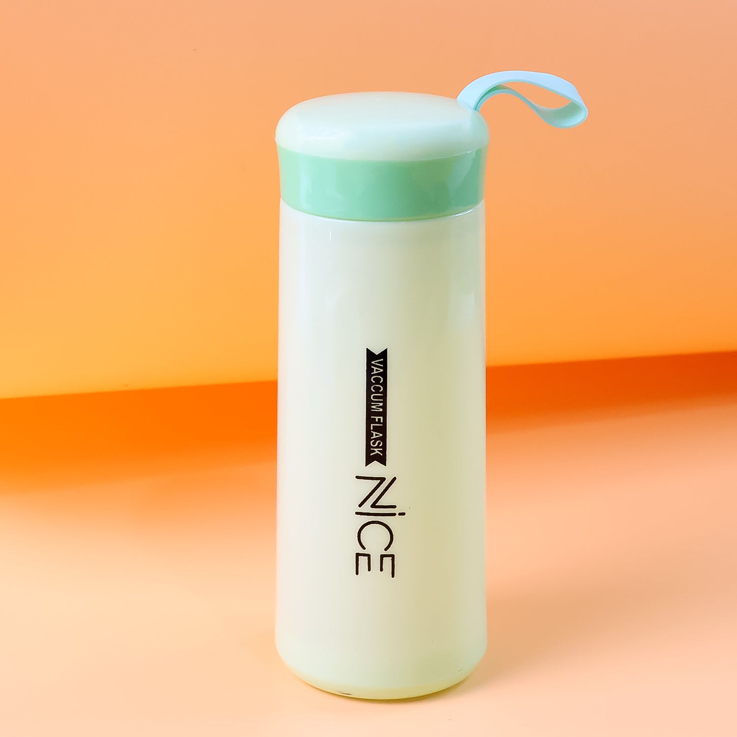 Side view of lightweight green plastic water bottle leak-proof flask