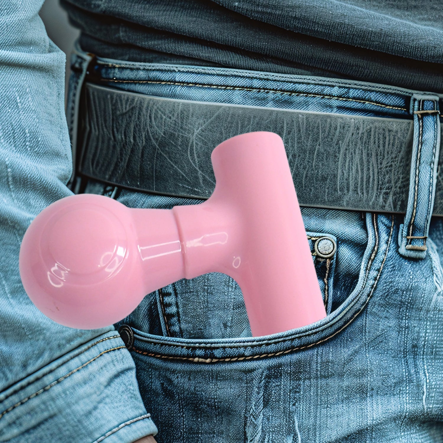 Hand holding the black mini massager, demonstrating ease of use.