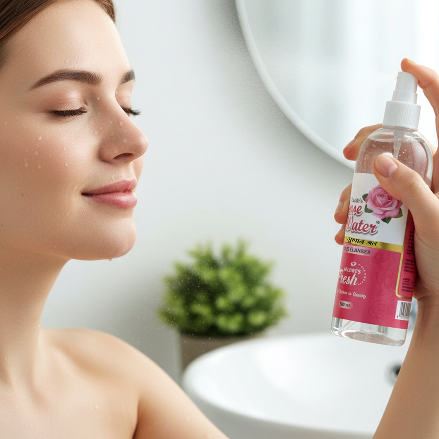 Gentle rose water toner spray for glowing skin