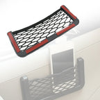 Side view of the car seat organizer, demonstrating its slim profile.