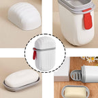 Open VelvetBubbles travel soap case, revealing ample space for a standard soap bar.