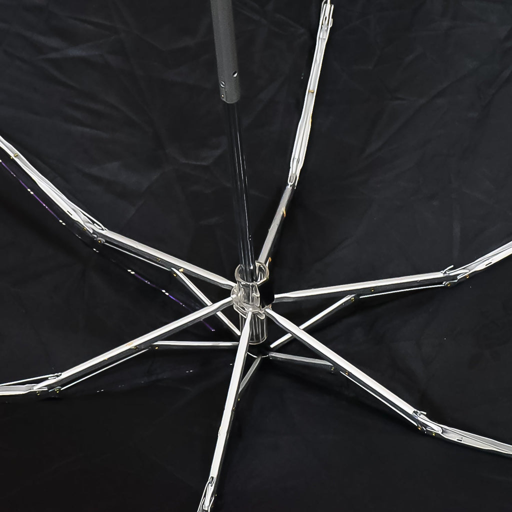 The lightweight 3-fold umbrella in its compact, folded state.