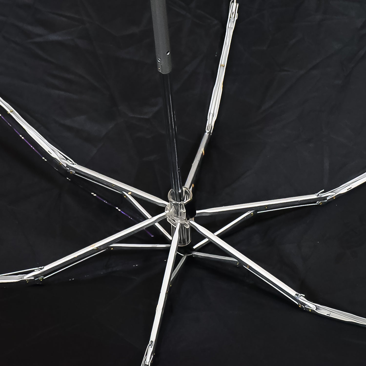 The lightweight 3-fold umbrella in its compact, folded state.