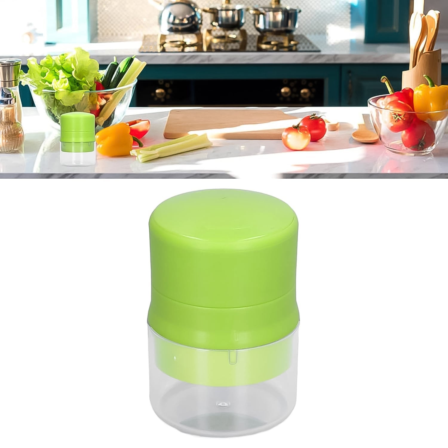 Safe design of the Konvex dry fruit slicer keeping hands away from blades.