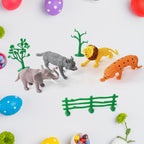 Wild animal toy set for kids featuring realistic safari animals with trees and fence accessories