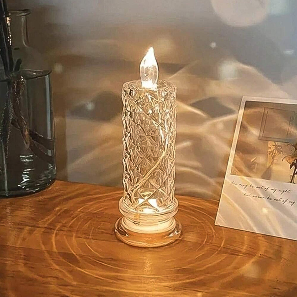Top-down view of the glowing Crystal LED Candle, ideal for festive ambiance.
