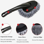 The Microfiber Car Wash Brush held against a clean car surface, ready for streak-free cleaning.