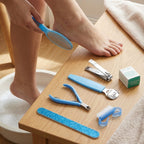 Manicure set with nail buffer and cuticle nippers