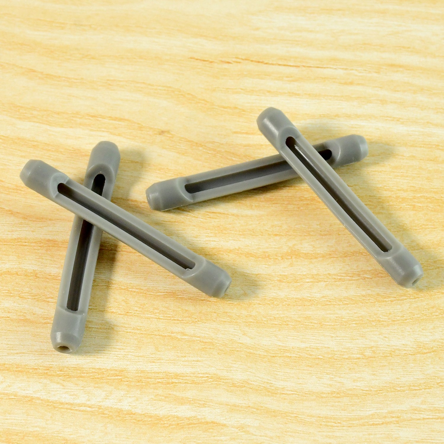 Close-up view of soft anti-slip eyeglass temple tip sleeves on spectacle arms
