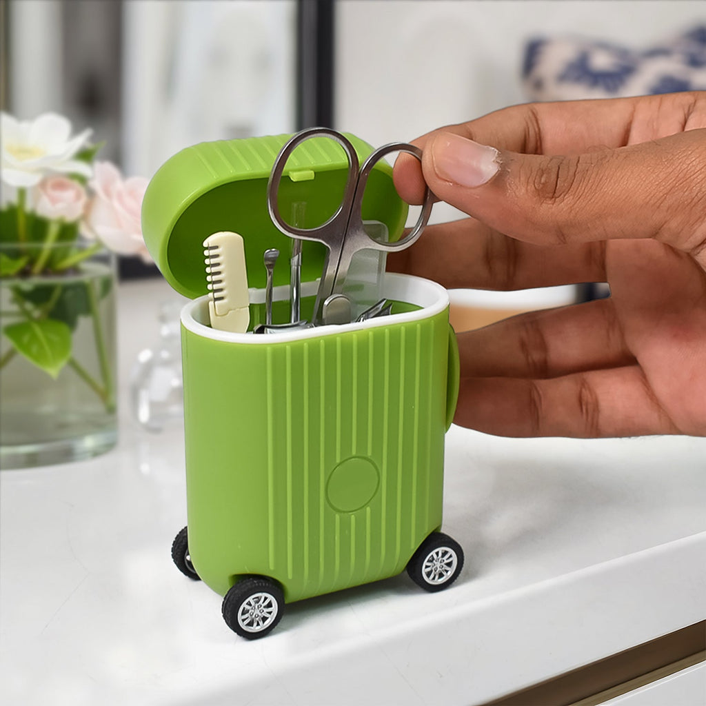 Ergonomic nail clippers and cuticle pushers from the portable manicure set.